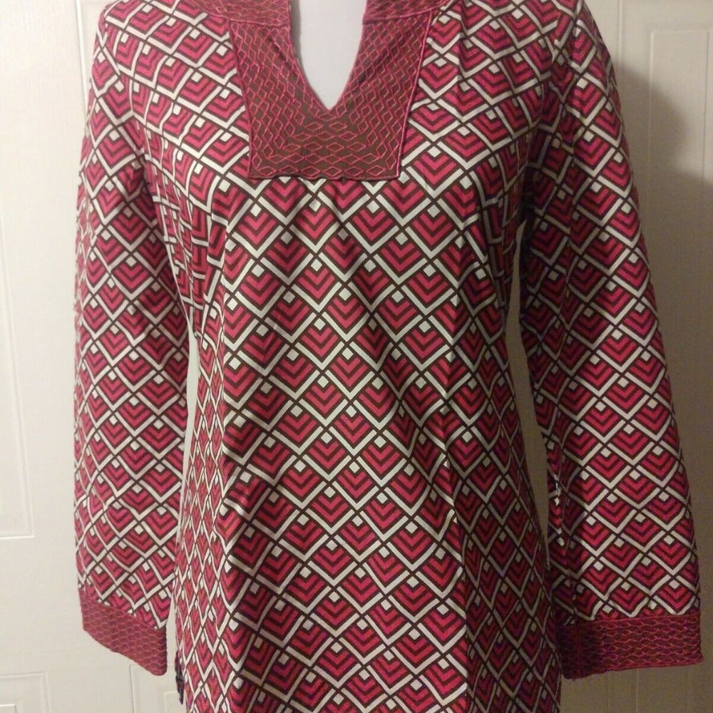 VINEYARD VINES Block Island Tunic VV Flag Geo-Malibu XS X Small